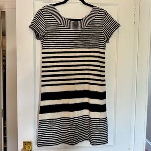Anthropologie Maeve Navy Blue and White Striped Dress Small